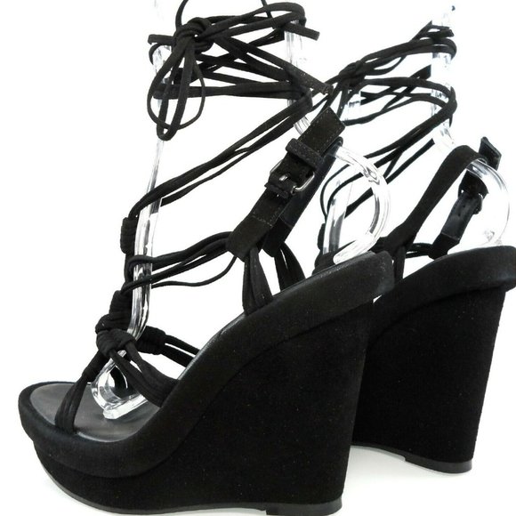 NIB$1025 RUNWAY ANN DEMEULEMEESTER KNOTTED STRAPS ANKLE WRAP WEDGES PLATFORM 11 - Picture 4 of 7